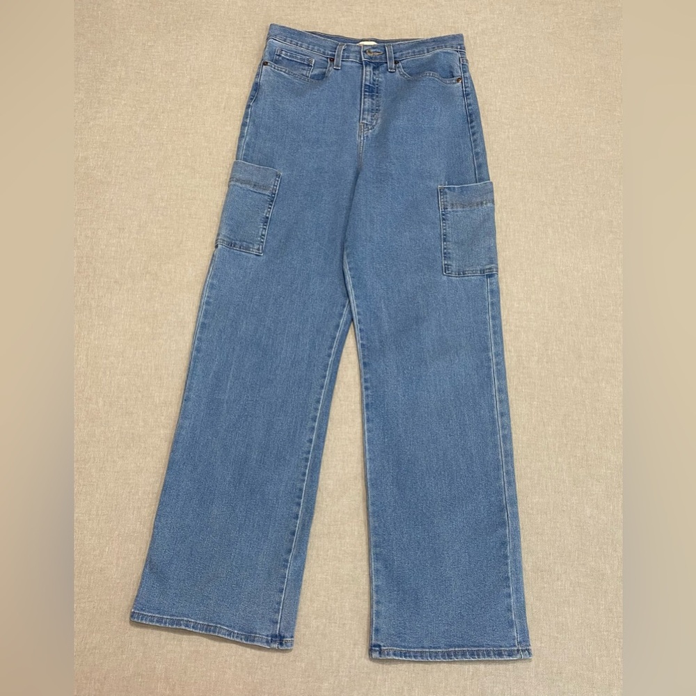 Levi's Light Blue High-Rise Loose Straight Jeans Womens Sz 10 Cargo Pockets